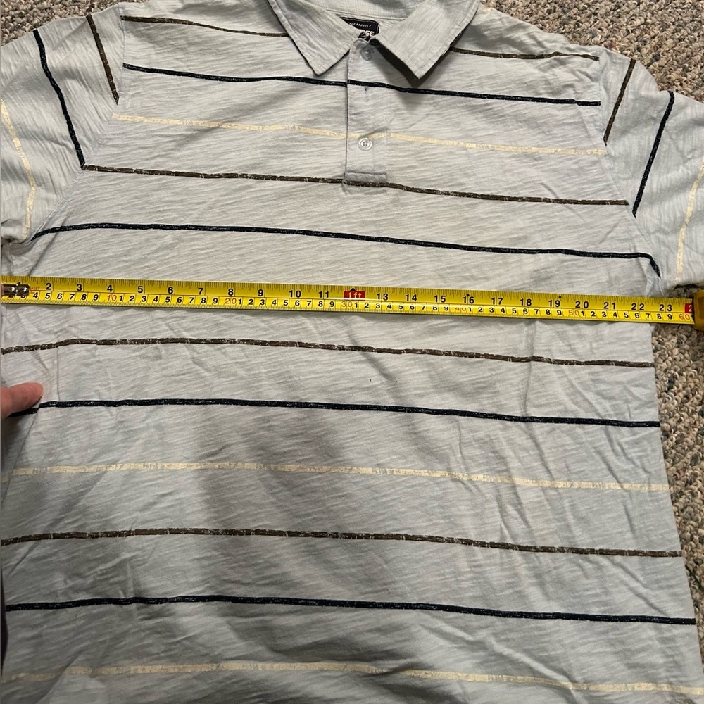 Converse Men's Light Blue and Navy Striped Polo - Picture 13 of 14